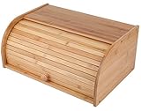 Lawei Brotkasten aus Bambus Brotbehälter mit Rolldeckel Geräumig Brotkorb Brotaufbewahrung Länger Frisch Brotdose für Küche Lebensmittel - 40 x 27 x 17.3 cm