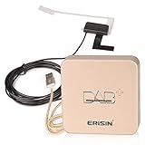 Erisin DAB+ Antenne DAB+ Scheibenantenne mit Empfänger Verstärker Antenne DAB Adapter für Autoradio Android, USB Port Anschluss