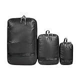 Tatonka Packwürfel Stuffsack Zip Set 3 - Ultraleichtes und platzsparendes Packtaschen-Set mit Reißverschluss - 3 Taschen in verschiedenen Größen (black)
