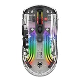 Mengshen Transparente kabellose Maus, wiederaufladbare Gaming-Mäuse mit bunter RGB-Hintergrundbeleuchtung 5-stufiger DPI-Stummklick Bequem für PC-Computer-Laptop-Esports (Schwarz)