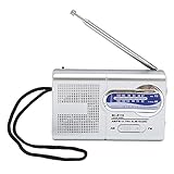 Tragbares Taschenradio, multifunktional, klassisch, Silbergrau, batteriebetriebenes Radio für Zuhause, Wandern, Radfahren