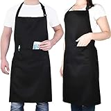 AiQInu kochschürze Wasserdicht 2 Pack Schürze Unisex Küchenschürze Grillschürze Verstellbare mit 2 Tasche für Zuhause Küche Restaurant Kaffeehaus