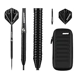 Champify NEU 23g 90% Tungsten Darts Set “Nighthawk” mit schwarzer Darttasche | 3 Steeldarts mit 9 Schäften & 9 Flights| Dart Set mit Zubehör | Dartpfeile mit Metallspitze