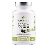 Maca Schwarz 4000 mg je Tagesdosis- 180 Maca Kapseln - Maca Extrakt vegan, hochdosiert und ohne Magnesiumstearat - Qualität made by alphavitalis
