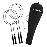 Navaris Badminton Set inkl. Federbälle - Federball Spiel-Set mit extra Kinder Badmintonschläger - Federballset mit Tragetasche - in Rot und Blau