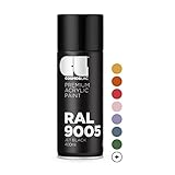 COSMOS LAC Sprühlack schwarz, seidenmatt/Satin - Spraydose 400ml - Sprühfarbe Lack Spray Farbspray Lackspray Sprühdose UVM. (RAL 9005 - schwarz seidenmatt)