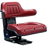 KLARA SEATS Schleppersitz Traktorsitz Universalsitz Trecker Sitz Oldtimer gefedert KS 44/2V PVC Rot neigungsverstellbar mit Stossdämpfer und Zugfedern