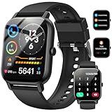 Nerunsa Smartwatch für Damen Herren, 1,85 Zoll Touchscreen Smart Watch mit Anrufe, IP68 Wasserdicht Fitnessuhr mit Herzfrequenzmonitor Schlafmonitor Schrittzähler, Sportuhr für iOS Android, Schwarz