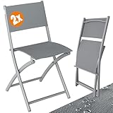 Casaria® Gartenstühle 2er Set Klappbar 130kg Belastbarkeit Metall Wetterfest 46x52x80 Garten Balkon Terrasse Stuhl Möbel Gartensessel Klappstühle Grau