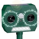 Solar Ultraschall Katzenschreck, Marderschreck, Tiervertreiber Ultraschall, Wasserdicht mit LED-Blitz Ultraschall Marderabwehr zum Garten Hof, Wirksam gegen Katzen, Hunde, Vögel, Ratten, Marder