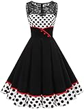 Bbonlinedress Rockabilly Kleider Damen elegant Kleid festlich Vintage cocktailkleid Jugendweihe Kleider Hochzeit Abendkleider Petticoat Kleid Sommerkleid White Black Bdot L