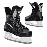 ATTABO Hockey Schlittschuhe Herren in Schwarz Größe 45 EU Eishockey Schlittschuhe mit Schnürung Eislaufschuhe Herren mit Edelstahlklinge Ice Skates Für Anfänger bis 100 kgKomfortabel und Warm