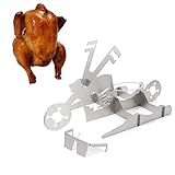 Jsleid Hühnerhalter für Grill, Tragbarer Hühnerständer für Bier, Beer Can Chicken Stand, Hähnchenhalter Grill Motorrad für Grills,Bier Hühnerbräter, Grillzubehör (Skelett)