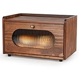 GUUSII HOME Brotkasten Holz Brotbox Küchentheke Brotaufbewahrung Zirbenholz Brot Aufbewahrungsbox Küche Brotbehälter Brot Aufbewahren mit Magnetisch Acryltür Bread Box Bin 36.5x23.5x22cm(Braun)