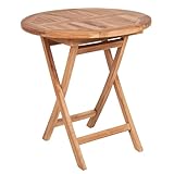 Riess Ambiente Massiver Gartentisch Empire Teak 70cm Teakholz rund klappbar Outdoortisch Garten Tisch