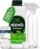 WENDOWERK® Neemöl [1000ml] - Inkl. Sprühflasche und Messbecher - Neemöl mit Emulgator zur direkten Anwendung - Niemöl zur natürlichen Pflanzenpflege für Indoor und Outdoor