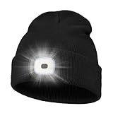 KAVAVO Beanie-Mütze mit Licht, wiederaufladbare USB-LED-beleuchtete Beanie-Mütze, Unisex-Winterwärmer-Strickmütze für Nachtspaziergänge, Angeln, Camping, Jagd.