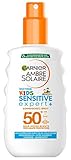 Garnier Sonnencreme LSF 50+ für Kinder, Wasserfest und resistent gegen Sand, Ambre Solaire Kids Sensitive expert+ Sonnenschutzspray, 1 x 200 ml