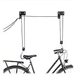 Relaxdays, schwarz Fahrrad Deckenlift, 45 kg Traglast, mit Haken, universal, mit Seilbremse, Seilzug, Kajak, Fahrradlift, One Size