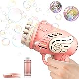 23 Löcher Seifenblasenmaschine,Automatisch Seifenblasenpistole Spielzeg für Kinder mit 1 Seifenblasenflüssigkeiten Giant Bunte Bubble für Hochzeit, Party, Outdoor Spiel (Rosa)