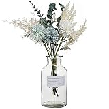 huaao Künstliche Blumen Seidenblumen Kunstblumenstrauß Chrysanthemum Eukalyptus Künstliche Pflanzen Blumenarrangements Dekoration Hochzeit Tisch Mittelstücke, Blau