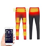 scosao Heizhose Wiederaufladbare ​Elektrisch Beheizte Hose für Winter Wärmende Beheizbare Thermounterwäsche Hose mit APP-Steuerung Heizung 3 Temperatur für Indoor Outdoor Motorrad Ski Jagd,XL