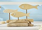 Deko Objekt Fischtrio aus Holz, Unikat, Dekofigur mit 3 Fischen, Tischdeko