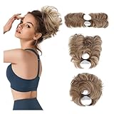 zhongqunli Haarteile für Damen, Messy Bun Haarteil Kamm Clip – Vielseitige Hochsteckfrisur for Frauen, Kurzes & Glattes Haar für Mädchen und Frauen(Light Brown)