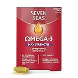 Premium Omega 3 Fischöl hochdosiert mit Vitamin D - Höchster Omega-3 Gehalt mit 1063mg pro Kapsel*, Seven Seas Max Strength, 30 Kapseln