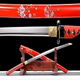 78cm handgefertigtes Wakizashi,Federstahl klinge mit Blutrille,Massivholzscheide mit bemaltem Muster,echte Samurai-Schwert für Einweihungsgeschenke,Heimdekoration,zum Spielen,Kampfkunst,Kendo-Training
