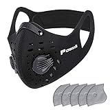 Powzdi Staubmaske Sport Maske Fahrradmaske Atemmaske trainingsmaske Luftfiltermaske mit 5 Aktivkohle Filter für Damen und Herren für Laufen Radfahren Ventil Motorrad Radsport Outdoor aktivitäten