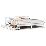 Eleganz Massivholzbett Kiefernholz 180x200 cm weiß - Langlebiges und stabiles Bettgestell ohne Matratze, ideal für Schlafzimmer in modernem Design