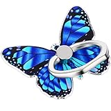 Mabor Blau Schmetterling Handyringhalterung 360 Grad Drehbare Handy Cute Handyring Lackierter Ring Halter Fingerhalter Metall Fingerring Ständer Handyhalterung für Alle Smartphones