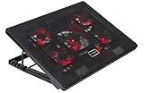 Mars Gaming MNBC2 Cooling Base for Gaming Laptops up to 17.35 inches (5 Ultra-Silent Fans, Red LED, 2 x USB 2.0), Black and Red