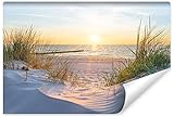 Muralo Fototapete Strand MEER Dünen Sonne Himmel Wasser Landschaft Natur 3D Effekt Moderne Wandtapete Wanddekoration für Wohnzimmer Schlafzimmer Esszimmer (VLIES, Br. 225 cm x Hö. 150 cm)