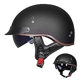 ACLFFSHOP Halbschalenhelm mit ECE, Jethelm Retro, Chopper Helm, Retro Motorrad Helm, Scooter-Helm, Offenem Helm, mit Sonnenblende und Herausnehmbares Atmungsaktives Futter M~XXL 57~64CM