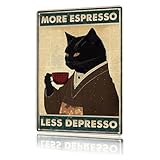 KHDULQ Katze Metall Zinn Schild,Witziges Schwarze Katze Retro Plaqu Poster Wall art Print Dekoration 30X20 CM Zoll für Home Bar Bad tür Shop Küchendeko Geburtstag Poster&Kunstdrucke (C)