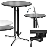 Beautissu 2er Set Stehtisch klappbar Ø70cm Bellini – Stabiler Outdoor Bistrotisch Wetterbeständig höhenverstellbar leichte Montage Halterung vormontiert – Kratzfest Gastro Partytisch Rund Schwarz