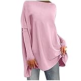 Damen-T-Shirt, langärmelig, elegant, mit Rundhalsausschnitt, leicht, Crop, lässig, Leopardenmuster, lockere Passform, Sweatshirt, Tunika, Laufshirt, Unterhemd, Rosa, Medium