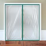 Amylove Reißverschluss 183,9 x 203,2 cm Staubschutztür Kit 1,8 x 2 m Winter Bautür Wiederverwendbare Kunststoffvorhangabdeckung Eindämmung Standardtür temporäre Wandfolie für Badezimmer Flur