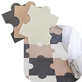 AHTCPO UnregelmäßIg Ineinander Greifende FußMatten, Weicher Dicker Flauschiger Anti-Rutsch-Teppich, für WohnzimmerböDen Spielzimmer Schlafzimmer(White,12p)