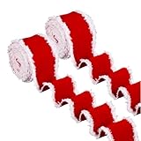 Weihnachtsband zum Basteln, weißer Rand, Winterurlaub, Weihnachtsschleife, Dekoration, Juteband, für Girlande, Kranz, Baum, Kuchen, Tisch, Party, Familientreffen, Hochzeit