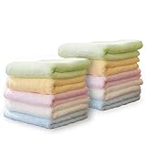 Yoofoss 10er Waschlappen Baby Handtücher Weich Waschtücher Kleine Tücher Bunt für Säuglinge Kinder Multifunktion 25x25cm Bambusfaser