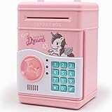 Yulado Sparschwein Spardose Kinder, Elektronischer Passwortcode Tresor, Geldkassette Mit Münzfach, Geldspardose Mit Automatischem Scrollen, Weihnachtsgeburtstagsgeschenke Für Jungen Und Mädchen, Rosa