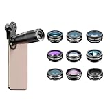 GXGM 10-in-1 Teleobjektiv für Smartphone, Handy Objektiv, 22X Handy Teleobjektiv,Mit HD Makro Objektiv Handy,Wide, Fisheye Lens,Universal Handy Kamera Objektiv,Für die Meisten Smartphones