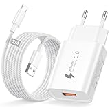 USB Ladegerät mit Nylon Ladekabel USB C 2M, 18W QC 3.0 Netzteil USB Stecker Schnellladegerät Netzstecker USb Charger Ladeadapter für Samsung S10e/S10/S10+/S9+/S9/A40s/A40/A14/A13,iPhone,Huawei, Xiaomi