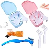 6 PCS Prothesen Bade Box mit Prothesenreiniger Bürste Prothesen Zahnbürste, Aufbewahrungsbox für Prothesen, Prothesenbürste Set, Kleine Aufbewahrungsboxen für Unterwegs Mit Prothesenreinigungsbürste