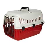 Kerbl Transportbox Expedion (Tiertransportbox für Haustiere / Katzen / Hunde / Kaninchen, aus Kunststoff, Maße 45x30x30 cm, Belastbarkeit bis 10 kg, Farbe creme/bordeaux) 81348