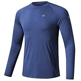 Huayuzh Herren UV-Schutz Rashguard UV Shirt UPF 50+ Langarmshirt Schwimm T-Shirt Schnelltrocknend Atmungsaktiv Surfen Marineblau L