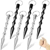 FLEXNOVA Selbstverteidigung 6 Stück Kubotan Selbstverteidigung Schlüsselanhänger Legal Verteidigungs Waffen für Frauen Self Defense Keychain Legal Frauen Weapons Schwarz Silber